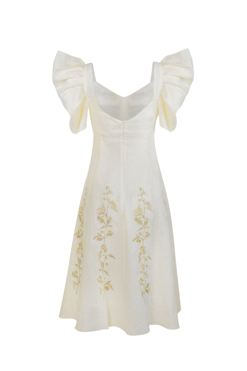 Lovely Lilies Dress Ivory Gold