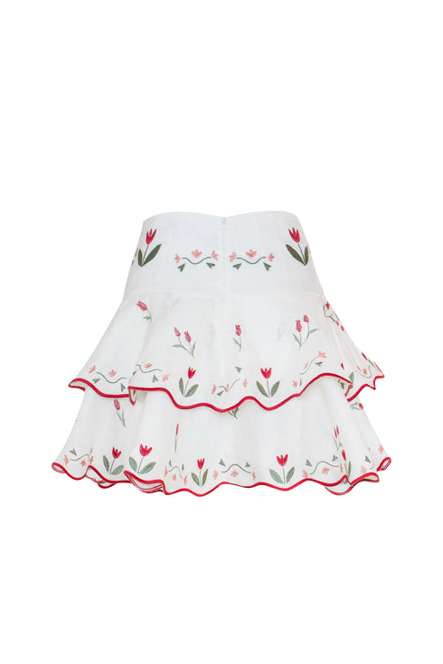 Lovely Tulip Mini Skirt Ivory