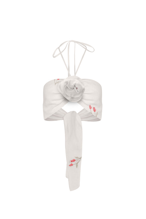 Lovely Tulip Crop Top Ivory