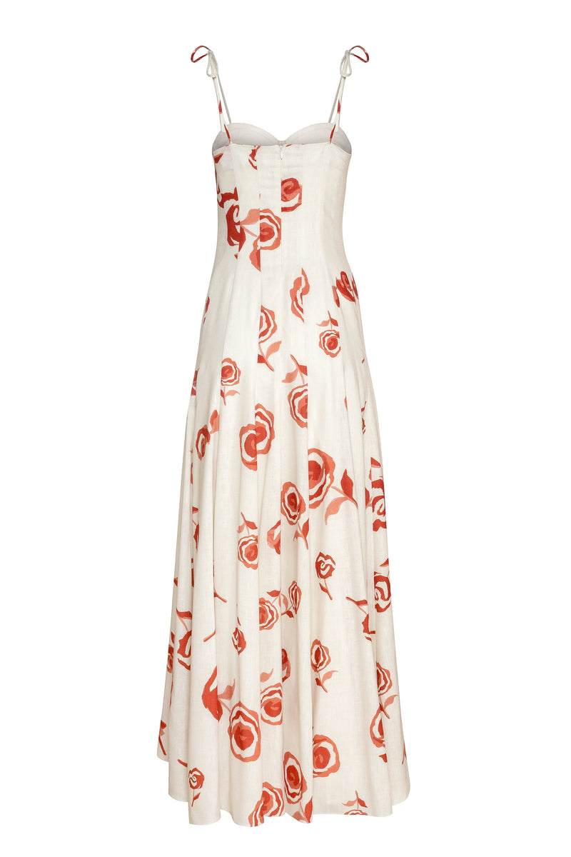 maxi phare dress red rose Rosetta Maxi Dress Ivory Red