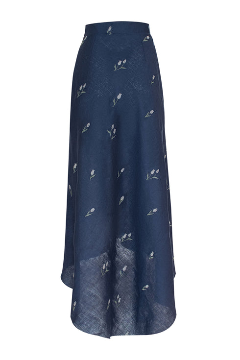 Lovely Tulip Skirt High and Low Navy