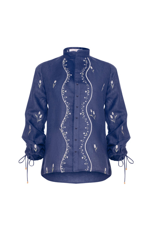 Lovely Tulip Long Sleeve Shirt Navy