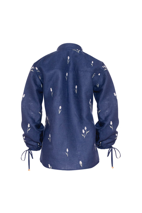 Lovely Tulip Long Sleeve Shirt Navy