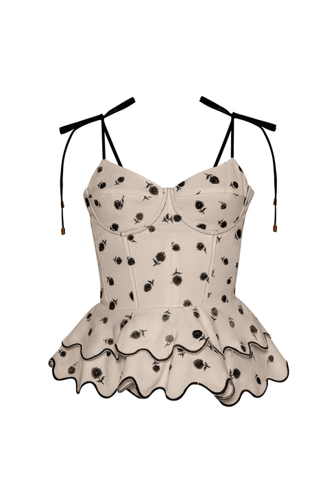 Rosita Peplum Ivory Black