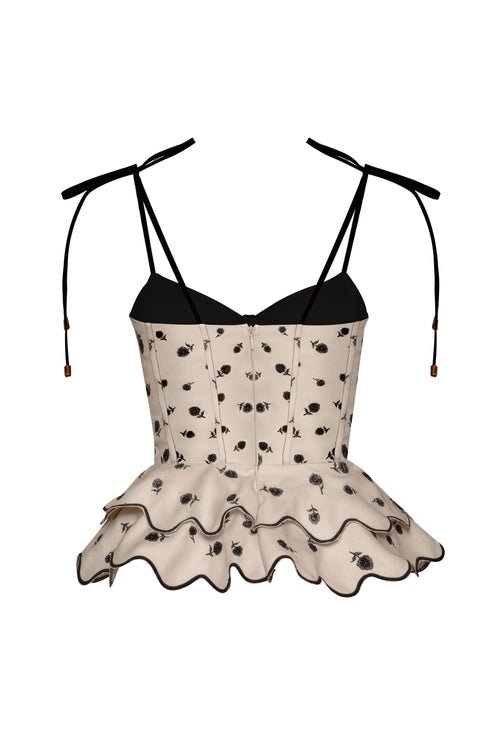 Rosita Peplum Ivory Black