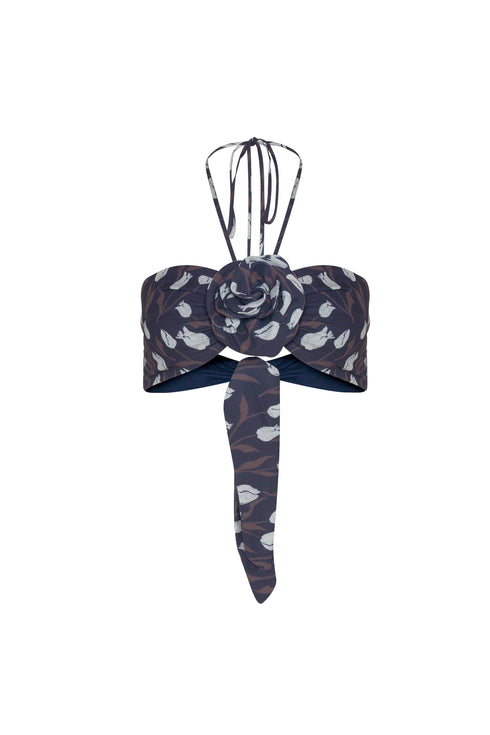 Secret Garden Crop Top Navy