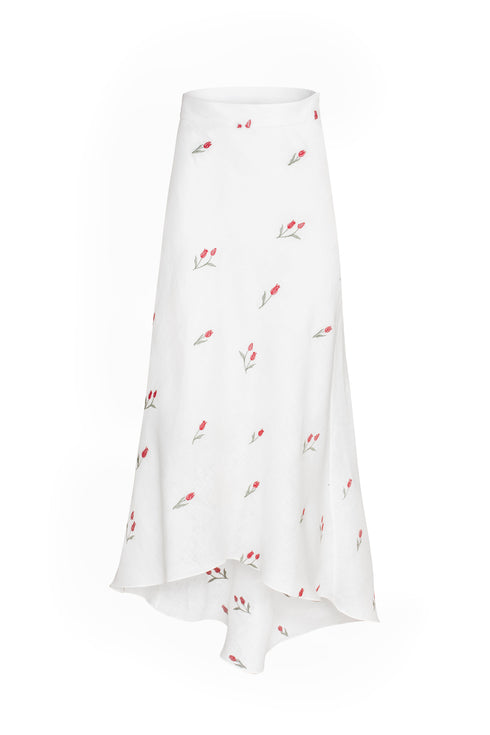 Lovely Tulip Skirt High and Low Ivory