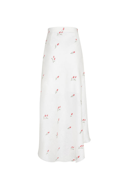 Lovely Tulip Skirt High and Low Ivory