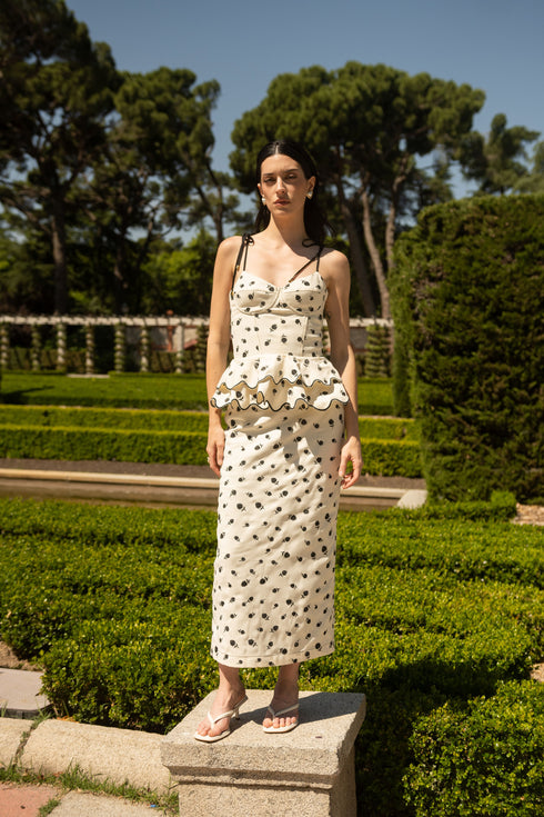 Rosita Midi Skirt Ivory Black