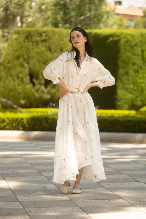 Camellia and Lilies Dress Ivory