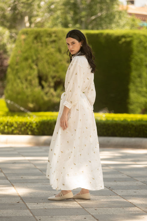 Camellia and Lilies Dress Ivory