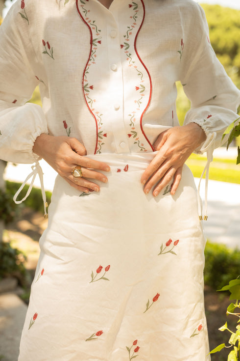 Lovely Tulip Long Sleeve Shirt Ivory