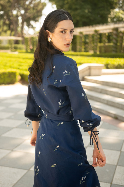 Lovely Tulip Long Sleeve Shirt Navy