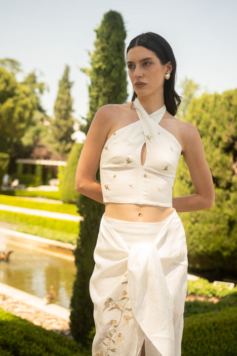 Lilies Top Ivory Gold