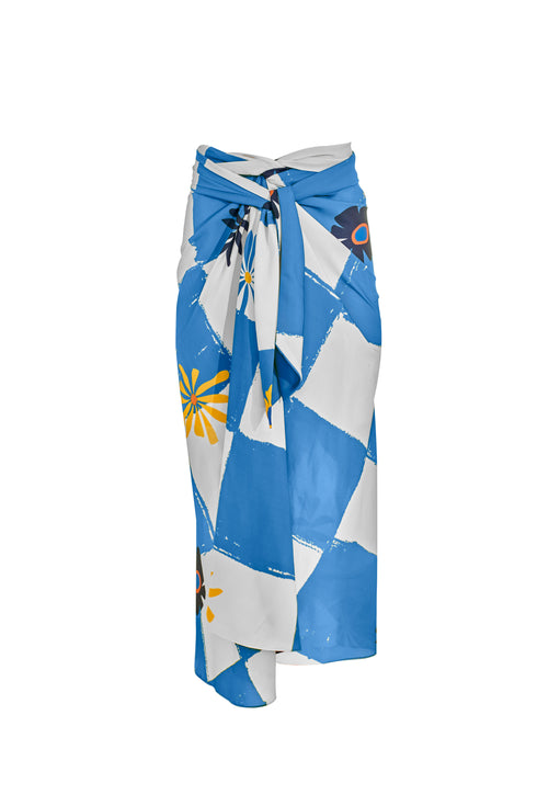 Checkers Turquoise Sarong