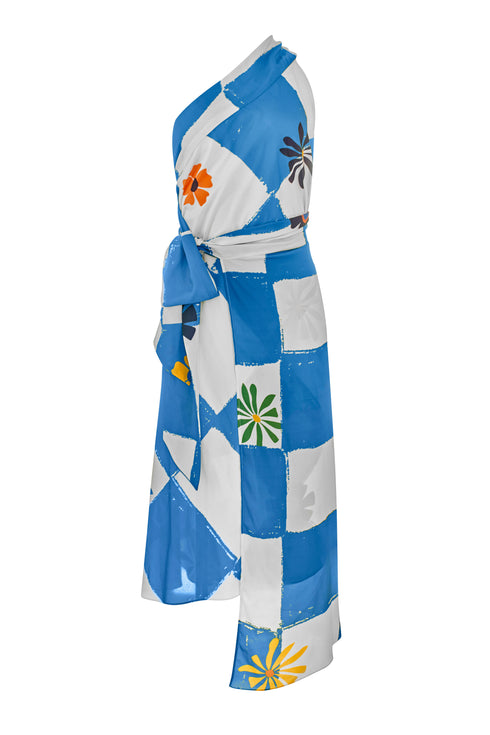 Checkers Turquoise Sarong