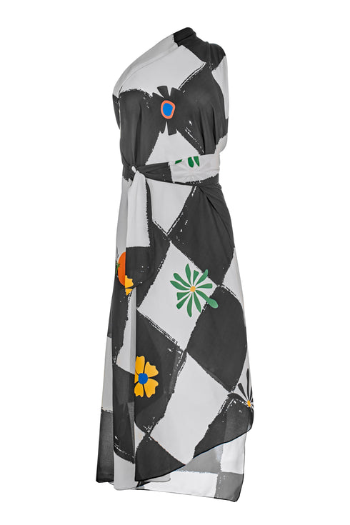 Checkers Dark Navy Sarong