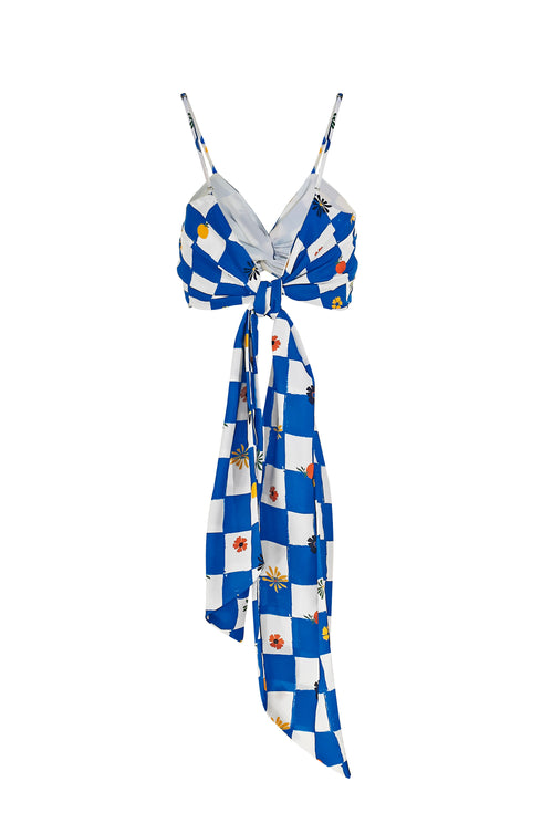 Checkers Midnight Top Turquoise