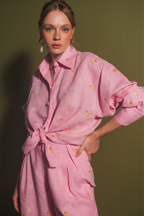 Button Down Shirt Mango Camomille Pink