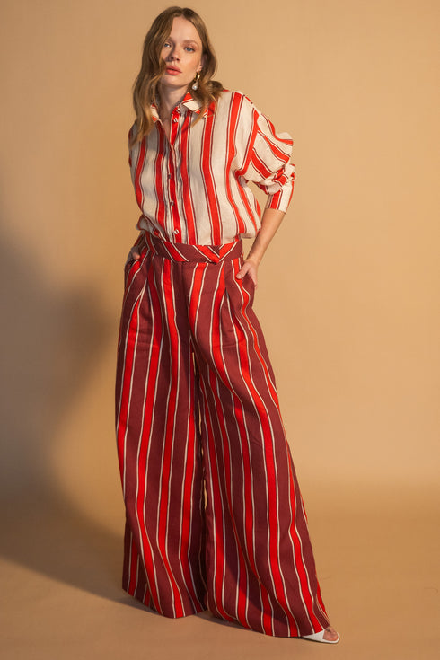 Marine Stripe Pant Cherry Picante Red