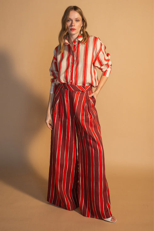 Marine Stripe Pant Cherry Picante Red