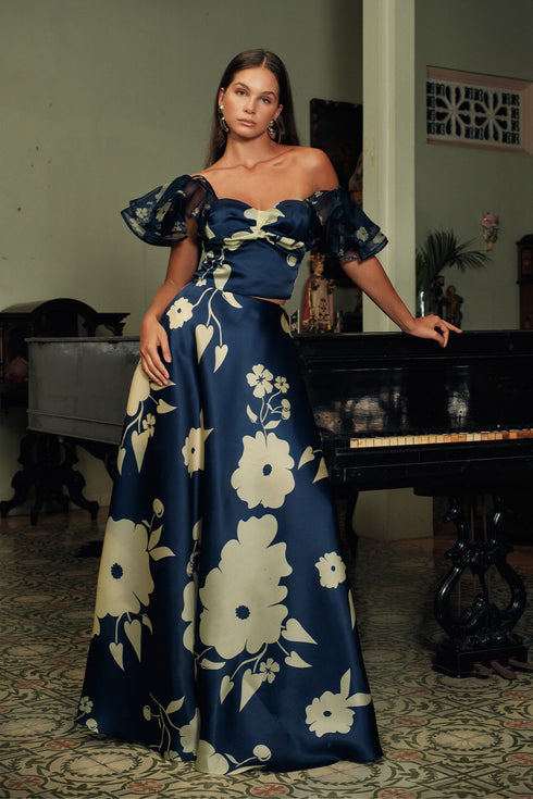 Moonlight Blossom Skirt Blue