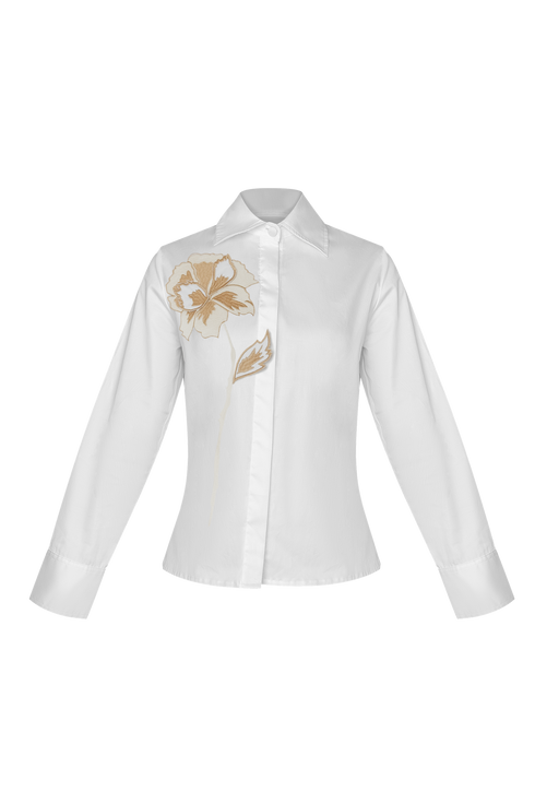Amarena Button Down Shirt Embroidery Ivory