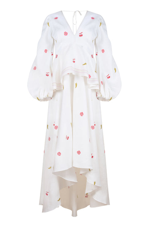 Ola Dress Bordado Cherry Picante