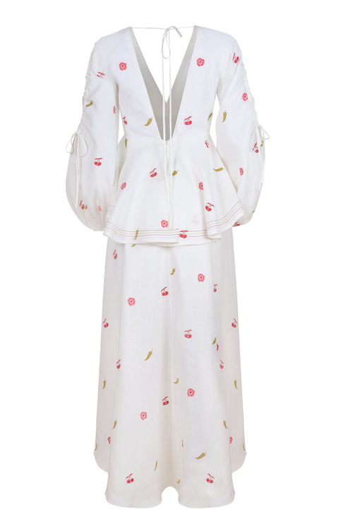 Ola Dress Bordado Cherry Picante