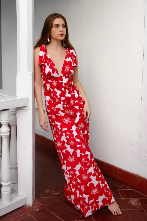 Palma Red Floral Jumpsuit