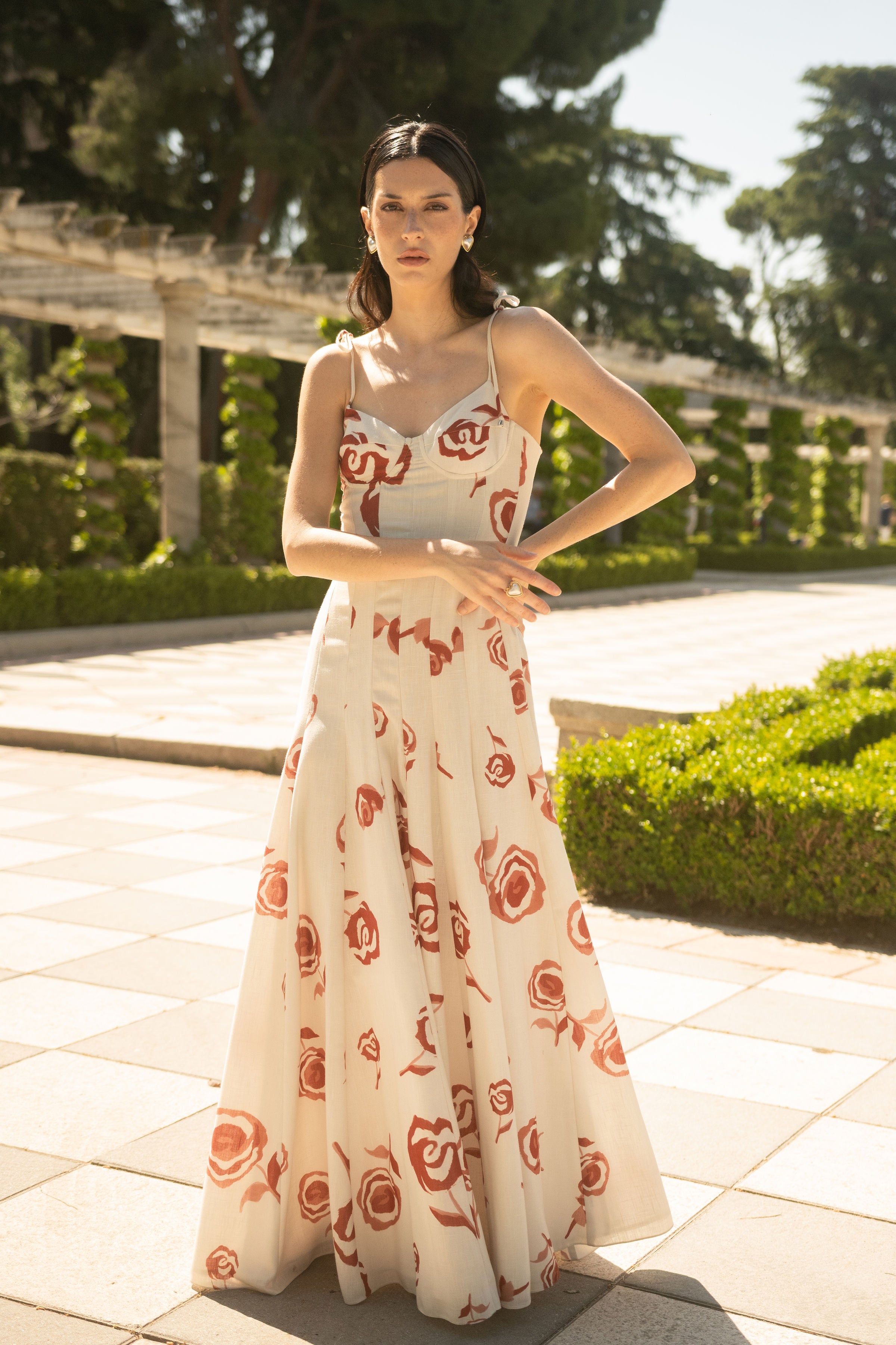 Rosetta Maxi Dress Ivory Red – ESTEFANIA OFFICIAL