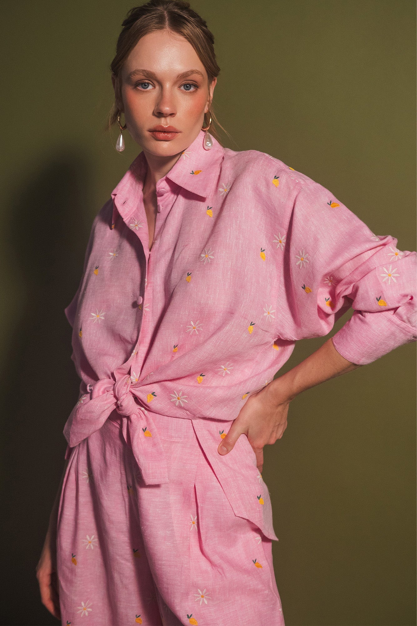 Button Down Shirt Mango Camomille Pink – ESTEFANIA OFFICIAL